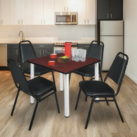 KEE Square Tables > Breakroom Tables > Kee Square Table & Chair Sets, 42 W, 42 L, 29 H, Mahogany TB4242MHBPCM29BK